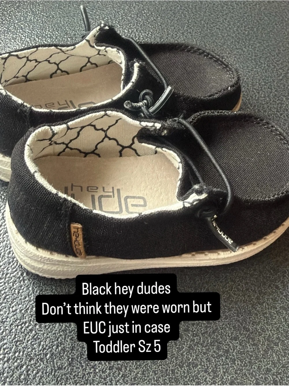 Hey Dude Kids Black Slip-On Moccasins